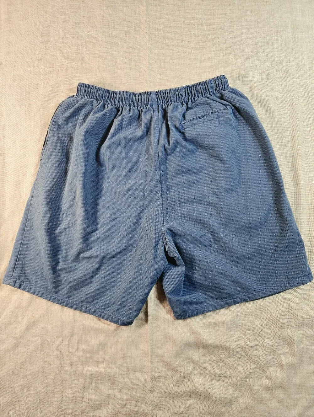 VTG 90s Nike White Tag Corduroy Shorts Mens L Blue Embroidered Swoosh USA Made
